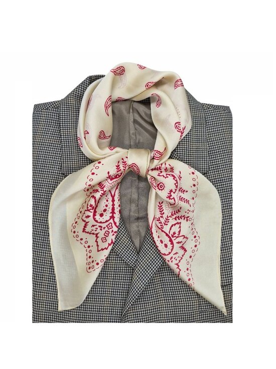 Unbranded Other - ✨Elegant Silky Square Scarf Retro Print White Burgundy Paisley Head Wrap Bandana